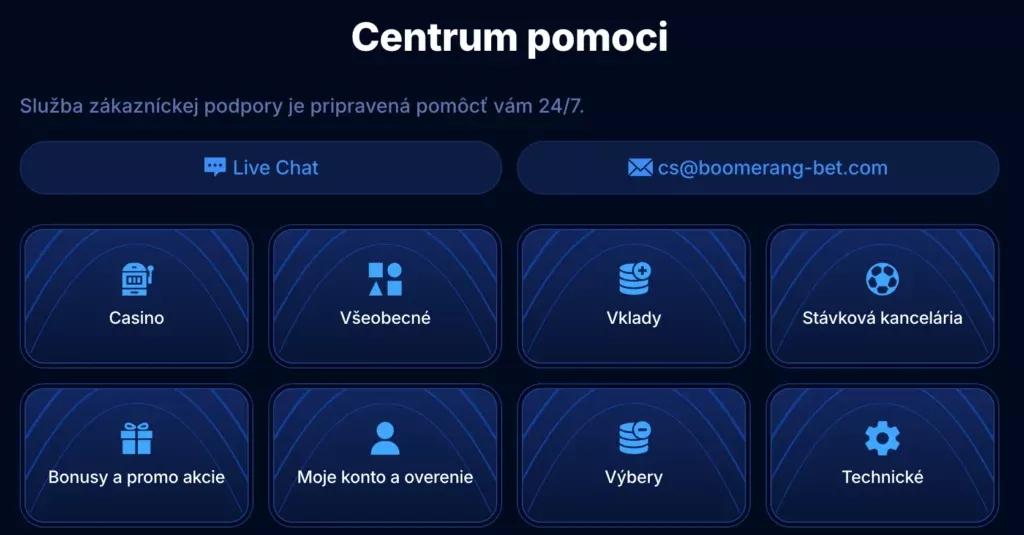 boomerang bet kasíno TOC 7
